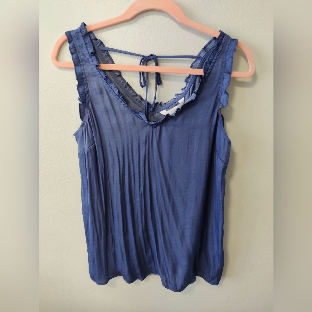 LC Lauren Conrad Blue Sleeveless Blouse